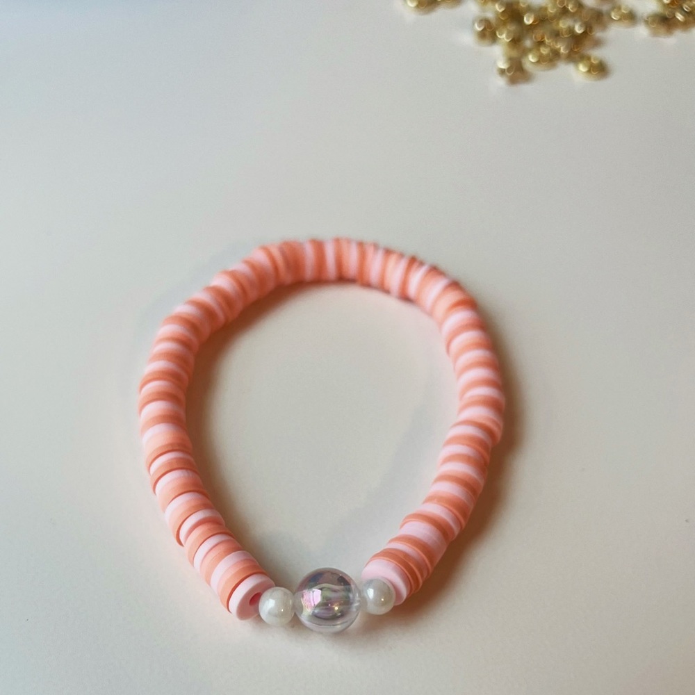 Pink Pearl Beaded Elastic Bracelet